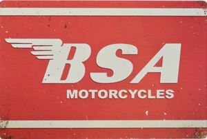 BSA Aluminium Motorcycle Garage Art Metal Sign 30cm x 20cm - 12 Inches x 8 Inches