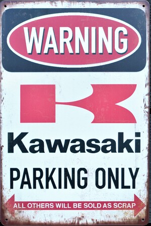 Kawasaki Parking Only Motorbike Motorcycle Metal Aluminium Garage Art Metal Sign