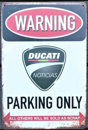 Ducati Parking Only Motorbike Motorcycle Metal Aluminium Vintage Garage Art Metal Sign