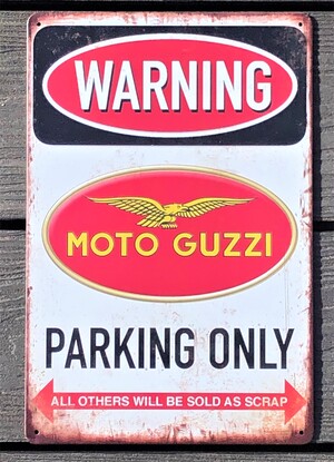 Moto Guzzi Parking Only Motorbike Motorcycle Metal Aluminium Garage Art Metal Sign
