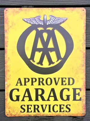AA Approved Garage Services Aluminium Garage Art Metal Sign - A4