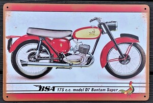 BSA 175cc Bantam Motorbike Motorcycle Metal Aluminium Garage Art Metal Sign