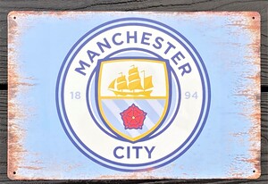 Manchester City Football Club Metal Garage Sign