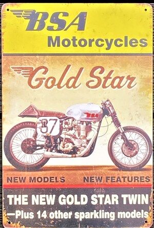BSA Gold Star Motorbike Motorcycle Metal Aluminium Garage Art Metal Sign