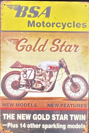 BSA Gold Star Motorbike Motorcycle Metal Aluminium Garage Art Metal Sign