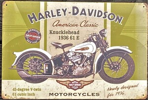 Harley Davidson Knucklehead Motorcycle Aluminium Garage Art Metal Sign