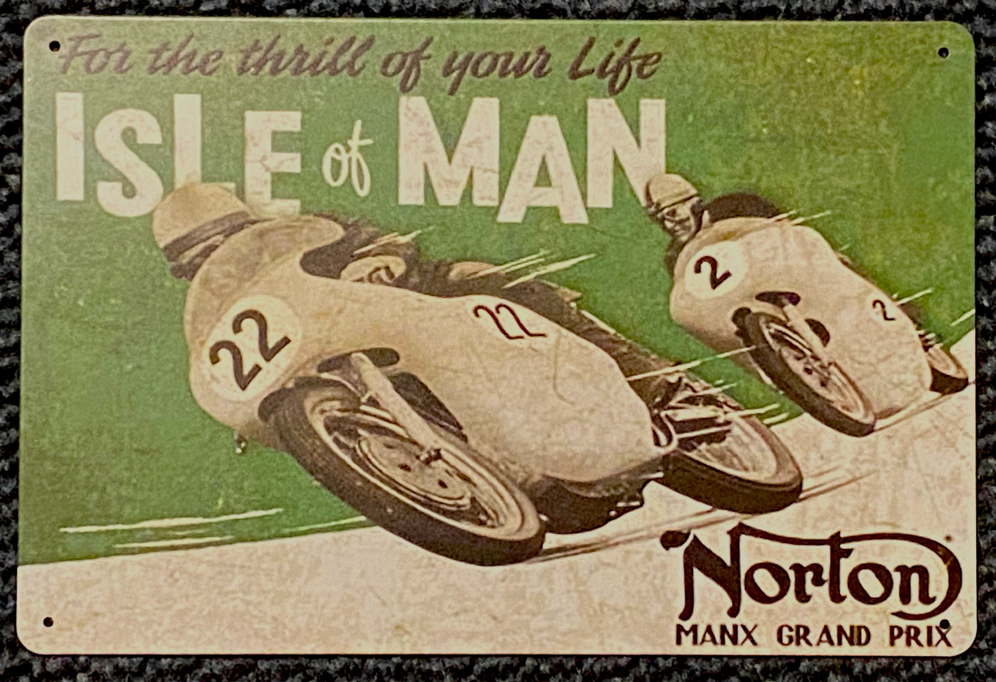 Isle of Man Norton Manx GP Aluminum Motorcycle Garage Art Metal Sign A4 Size