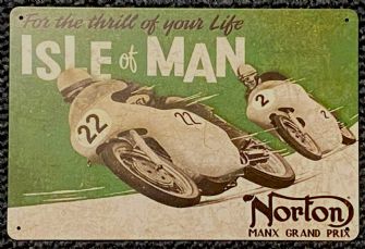 Isle of Man Norton Manx GP Aluminum Motorcycle Garage Art Metal Sign A4 Size