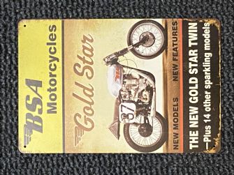 BSA Aluminum Motorcycle Garage Art Metal Sign A4 Size