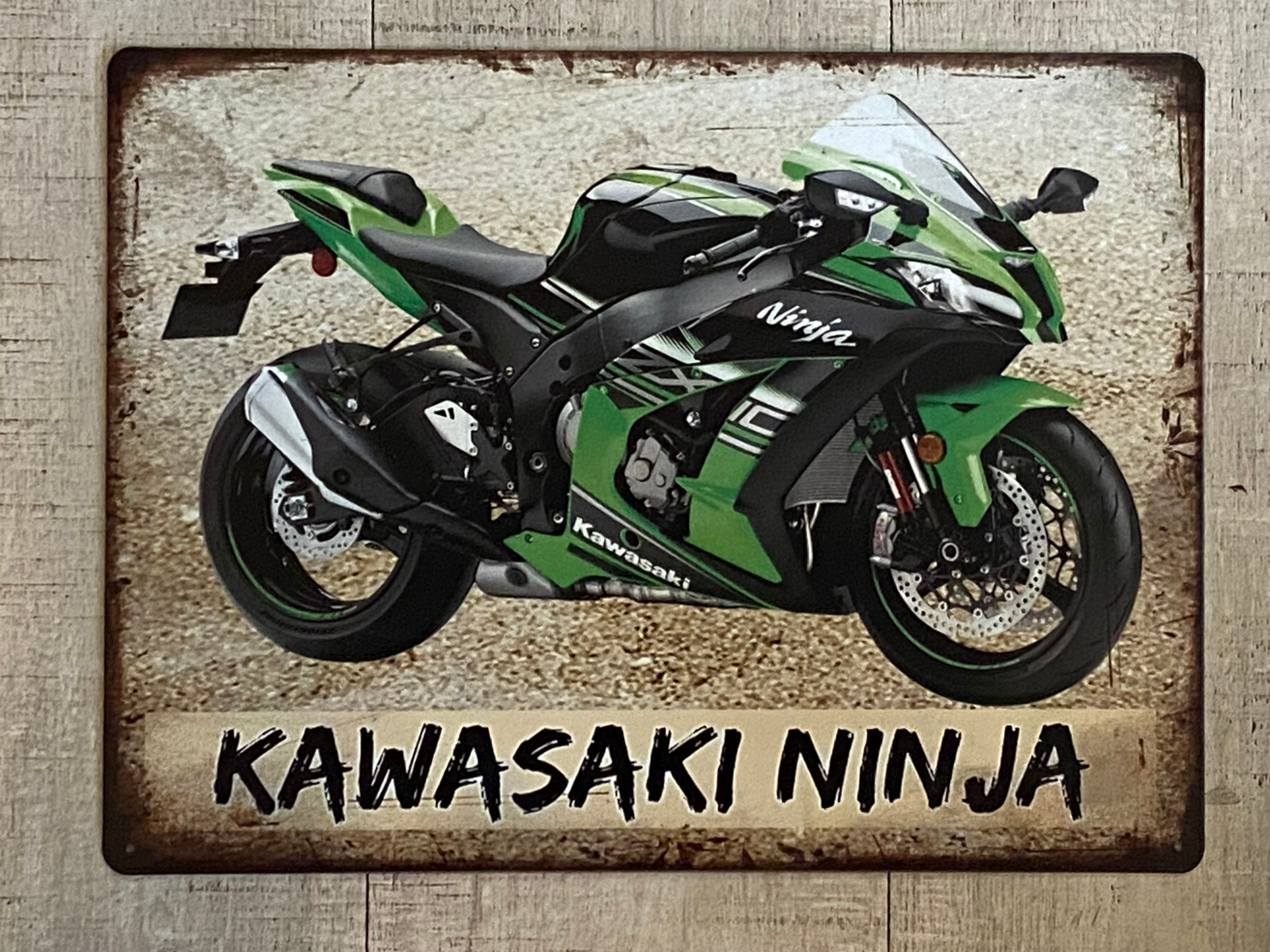 Kawasaki Ninja Motorcycle Aluminium Garage Art Metal Sign A3 Size