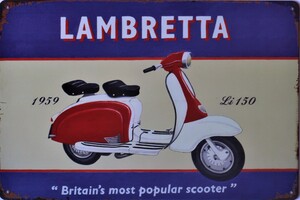 Lambretta Aluminium Motorcycle Garage Art Metal Sign 30cm x 20cm - 12 Inches x 8 Inches