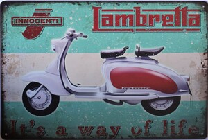 Lambretta Aluminium Motorcycle Garage Art Metal Sign 30cm x 20cm - 12 Inches x 8 Inches
