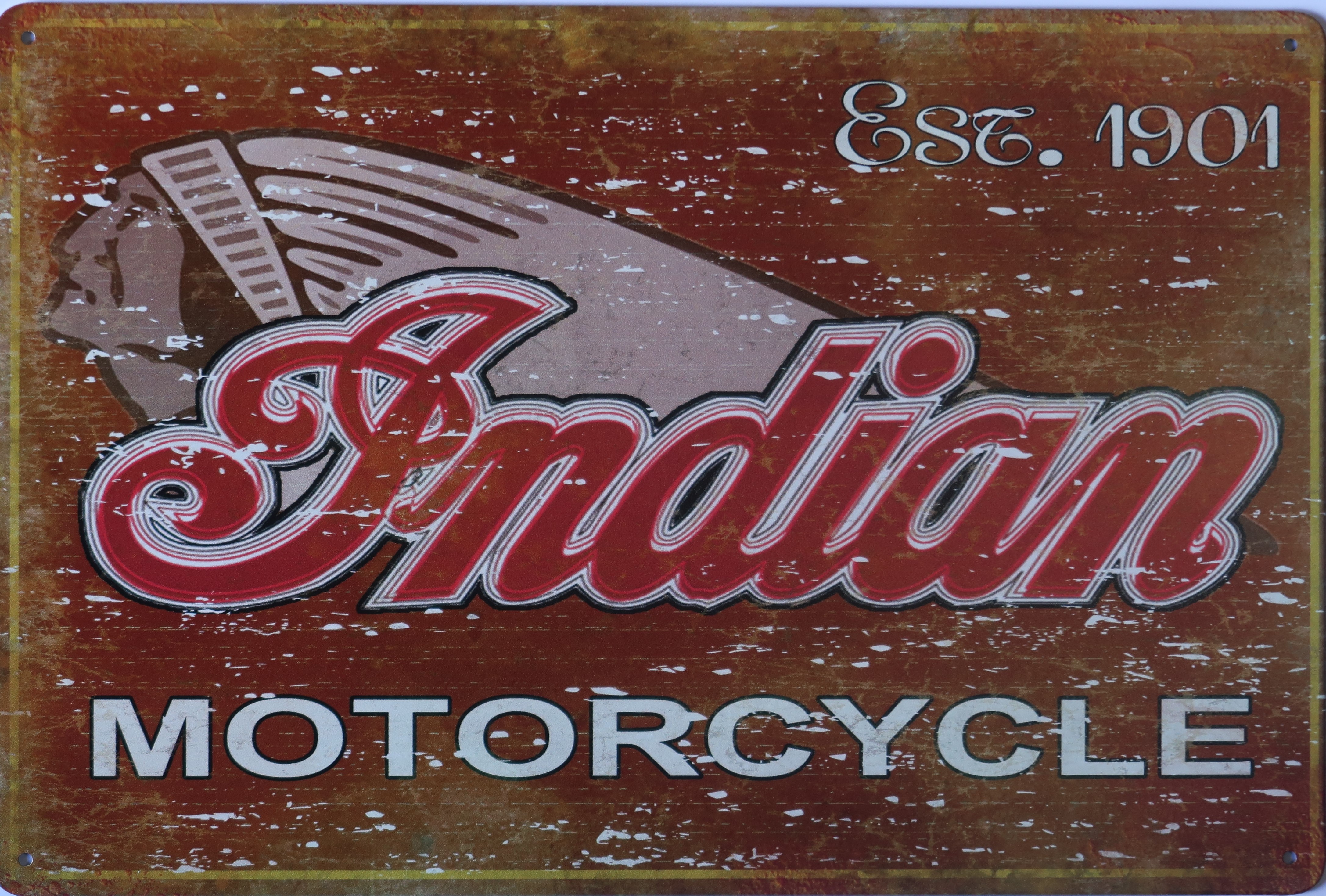 Indian Motorcycle Aluminium Garage Art Metal Vintage Sign 30cm x 20cm - 12 Inches x 8 Inches