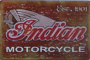 Indian Motorcycle Aluminium Garage Art Metal Vintage Sign 30cm x 20cm - 12 Inches x 8 Inches