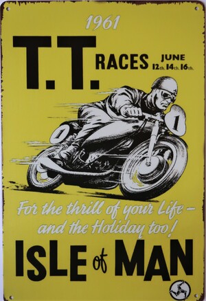 TT Races Isle of Man 1961 Aluminum Motorcycle Garage Art Metal Sign 30cm x 20cm - 12 Inches x 8 Inches