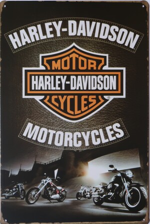 Harley Davidson Aluminium Motorcycle Garage Art Metal Biker Sign 30cm x 20cm - 12 Inches x 8 Inches