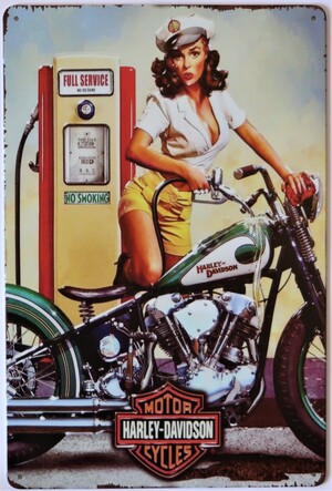 Harley Davidson Pump Girl Aluminum Motorcycle Garage Art Metal Sign A3/A4 Size