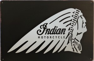 Indian Motorcycle Aluminium Garage Art Metal Mancave Sign 30cm x 20cm - 12 Inches x 8 Inches