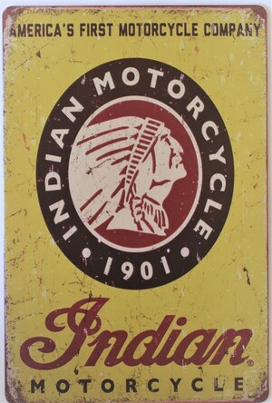 Indian Yellow and Red Motorcycle Aluminium Garage Art Metal Sign A3/A4 Size