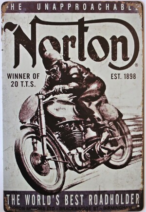 Norton Winner of 20 TTs Aluminum Motorcycle Garage Art Metal Sign 30cm x 20cm - 12 Inches x 8 Inches