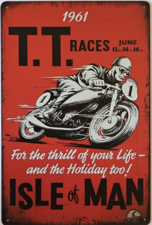TT Races Isle of Man 1961 Aluminum Motorcycle Garage Art Metal Sign 30cm x 20cm - 12 Inches x 8 Inches