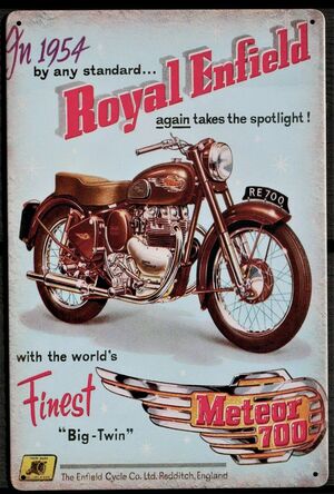 Royal Enfield Motorcycle Garage Art Metal Sign 