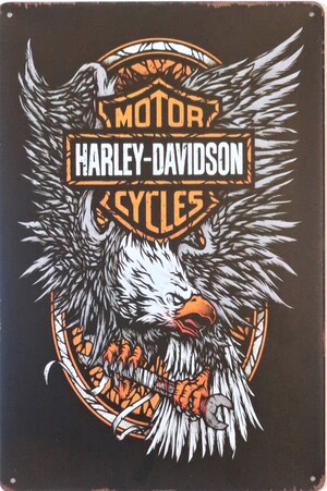 Harley Davidson Aluminium Motorcycle Garage Art Metal Sign 30cm x 20cm - 12 Inches x 8 Inches