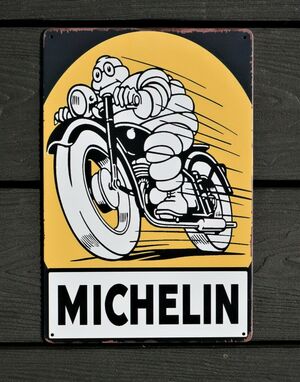 Michelin Man Motorcycle Sign Garage Art Metal Sign