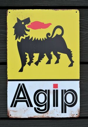 AGIP Motorcycle Metal Garage Sign Wall Plaque Vintage mancave 12 x 8 Inches