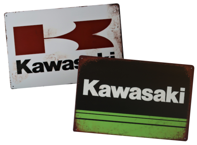 Kawasaki Metal Garage Signs Vintage Motorcycle