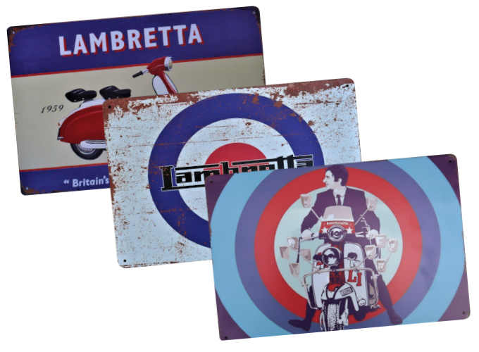 Lambretta Metal Garage Signs Vintage Motorcycle