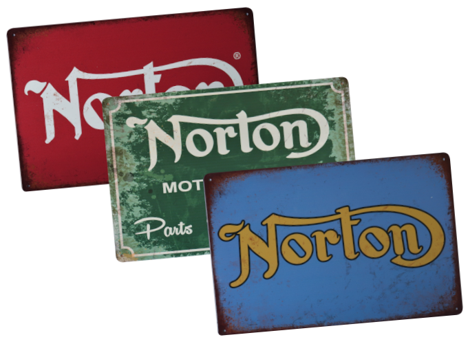 Norton Metal Garage Signs Vintage Motorcycle