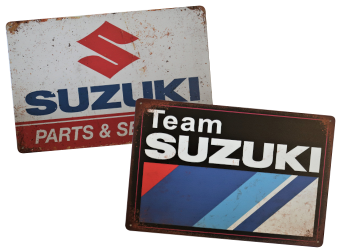 Suzuki Metal Garage Signs Vintage Motorcycle