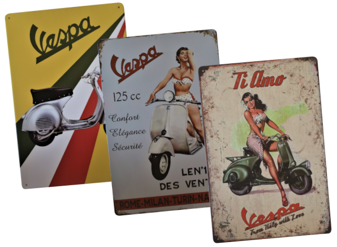 Vespa Metal Garage Signs Vintage Motorcycle