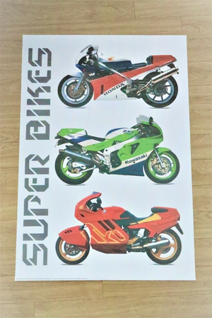 Super Bikes Honda, BMW, Kawasaki Poster Print Size 98cm X 68cm - A0 Print Poster