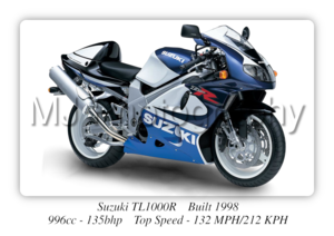 Suzuki TL1000R 1998 Motorcycle - A3/A4 Size Print Poster