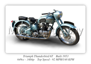 Triumph Thunderbird 6T Motorcycle A3/A4 Size Print Poster on Photographic Paper