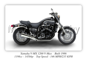 Yamaha 1200 V-Max Motorcycle A4 - A0 Size Poster