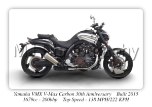 Yamaha VMX V-Max Carbon 30th Anniversary Motorcycle A4 - A0 Size Poster